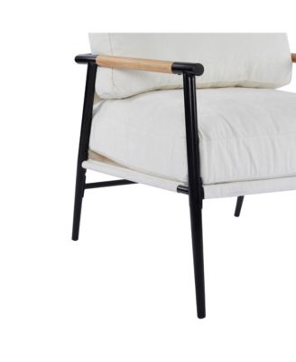 Streamdale Modern Plush   Chair Metal Frame, Wooden Armrests