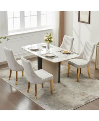 Chenille Dining Chairs Set of 2 (Beige)