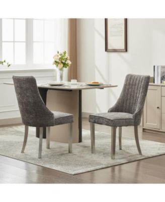 Chenille Dining Chairs Set of 2 (Gray)