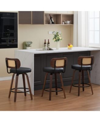 Rattan Counter Height Swivel Bar Stools (Set of 3)