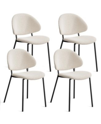 Boucle Dining Chairs - Set of 4 White
