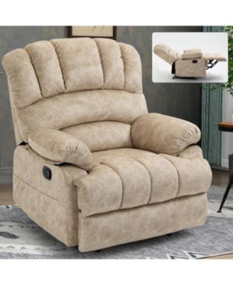 Large Manual Recliner Chair in Fabric for Living Room