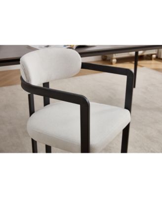 Boucle Dining Chairs Set of 2, Mid-Century Modern, Black Metal Legs