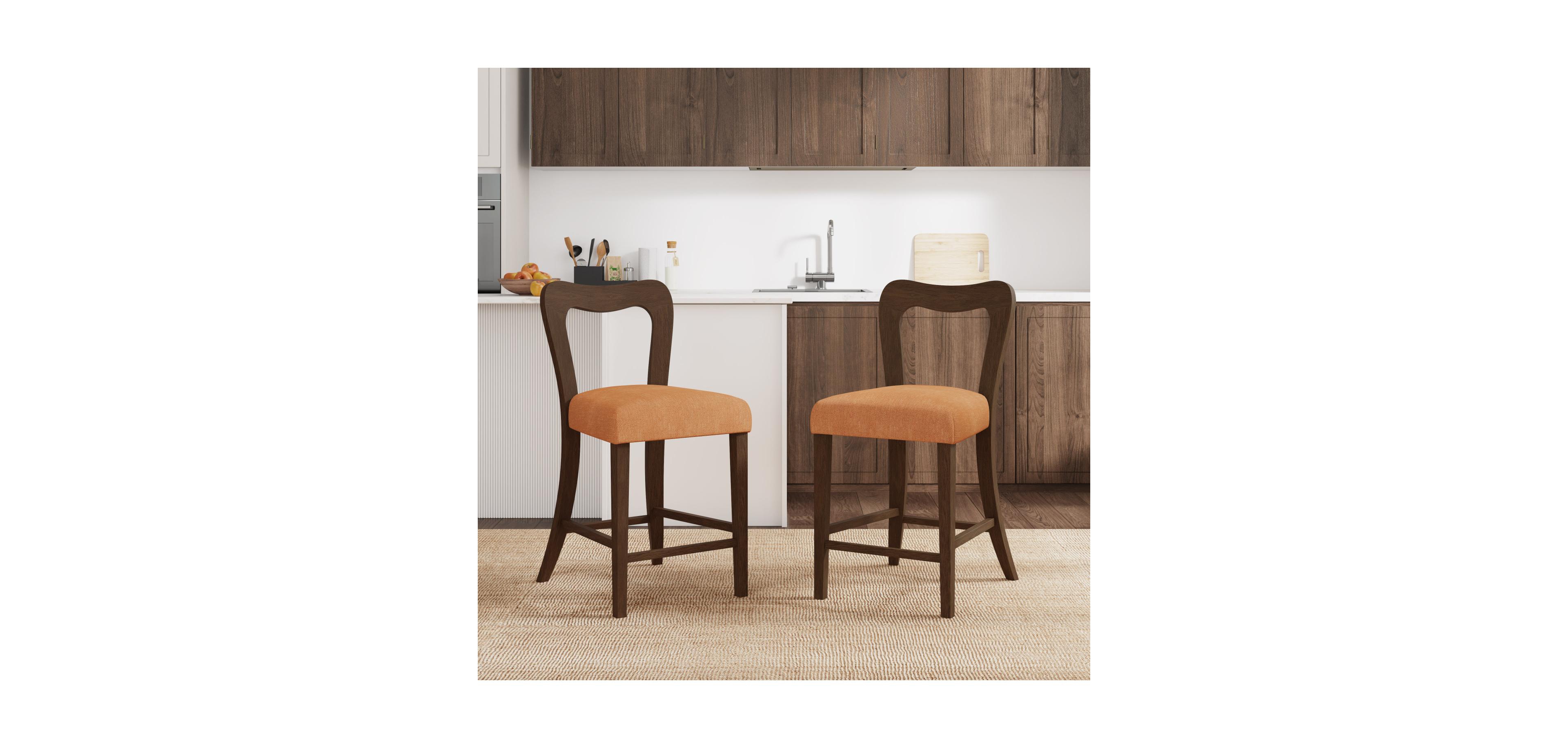 Streamdale Furniture Counter Stool Without Arm(walnut+caramel) Set of 2