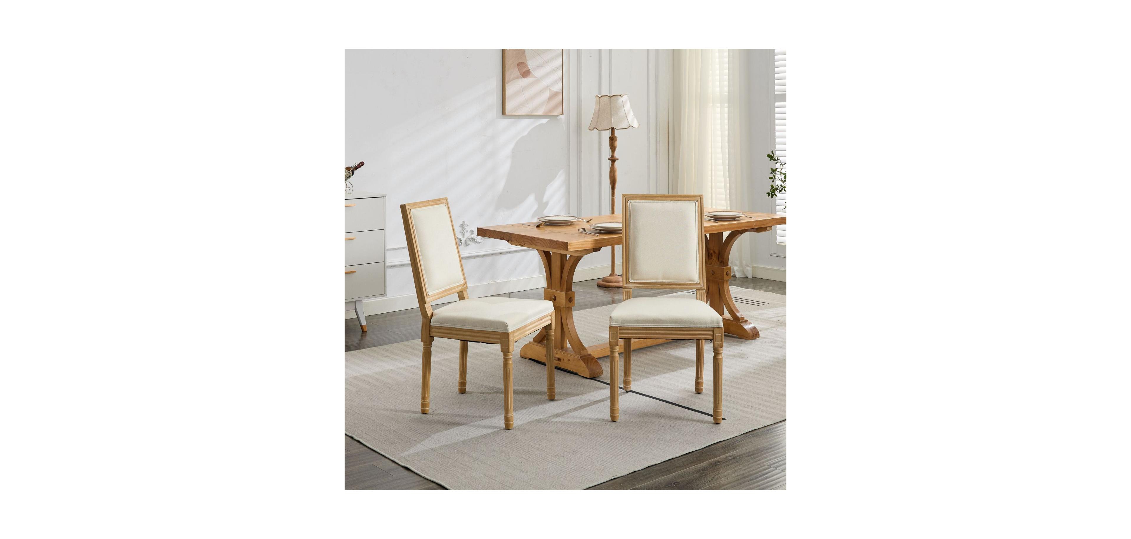Streamdale Furniture Louis Dining Chairs, Set of 2, Beige