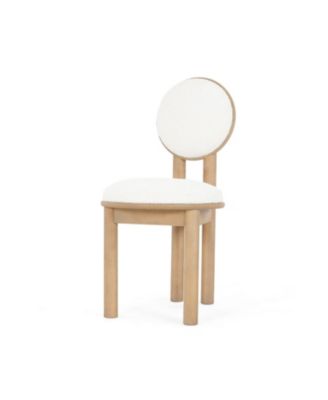 Polyester Beige Fabric Dining Chair with wooden frame (Set of 2)-Natural