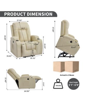 Streamdale Beige Power Lift Recliner w/ Massage, Heat, USB & Cup Holders