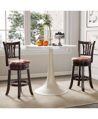 26'' Counter Height Swivel Bar Stools Set of 4 w/Back & Faux Leather Seat