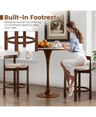 24'' 2PCS Counter Height Bar Stools Set of 2 w/Backrests & Footrests for Kitchen