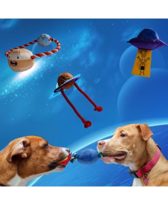5 PCS Space Themed Dog Toys, Durable Squeaky Stuffed Plush Dog Toys, Flying Disc, Interactive Tough Rope Toys for Smal Medium Large Dog