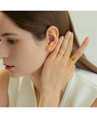 18k Gold Plated Sterling Silver Classic Gold Ring Duo Holiday Gift Guide