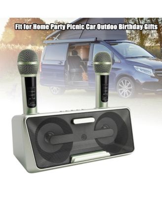 Portable Karaoke Speaker System with 2 Wireless Mics, 20W HiFi Sound, Bluetooth & AUX for Parties and Camping