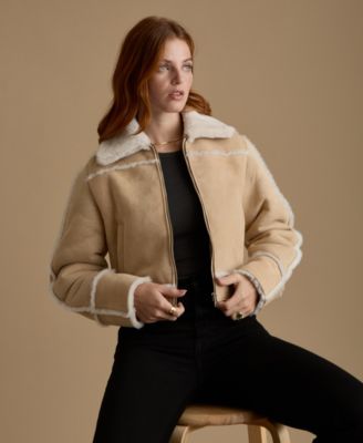 Women's Cropped Suede Shearling Jacket