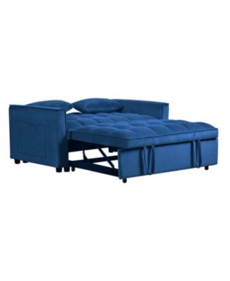 3-in-1 Sleeper Sofa Velvet Futon with Adjustable Backrest