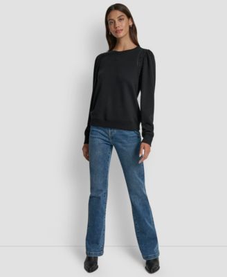 Women's Lace Detail Crew Neck Sweatshirt