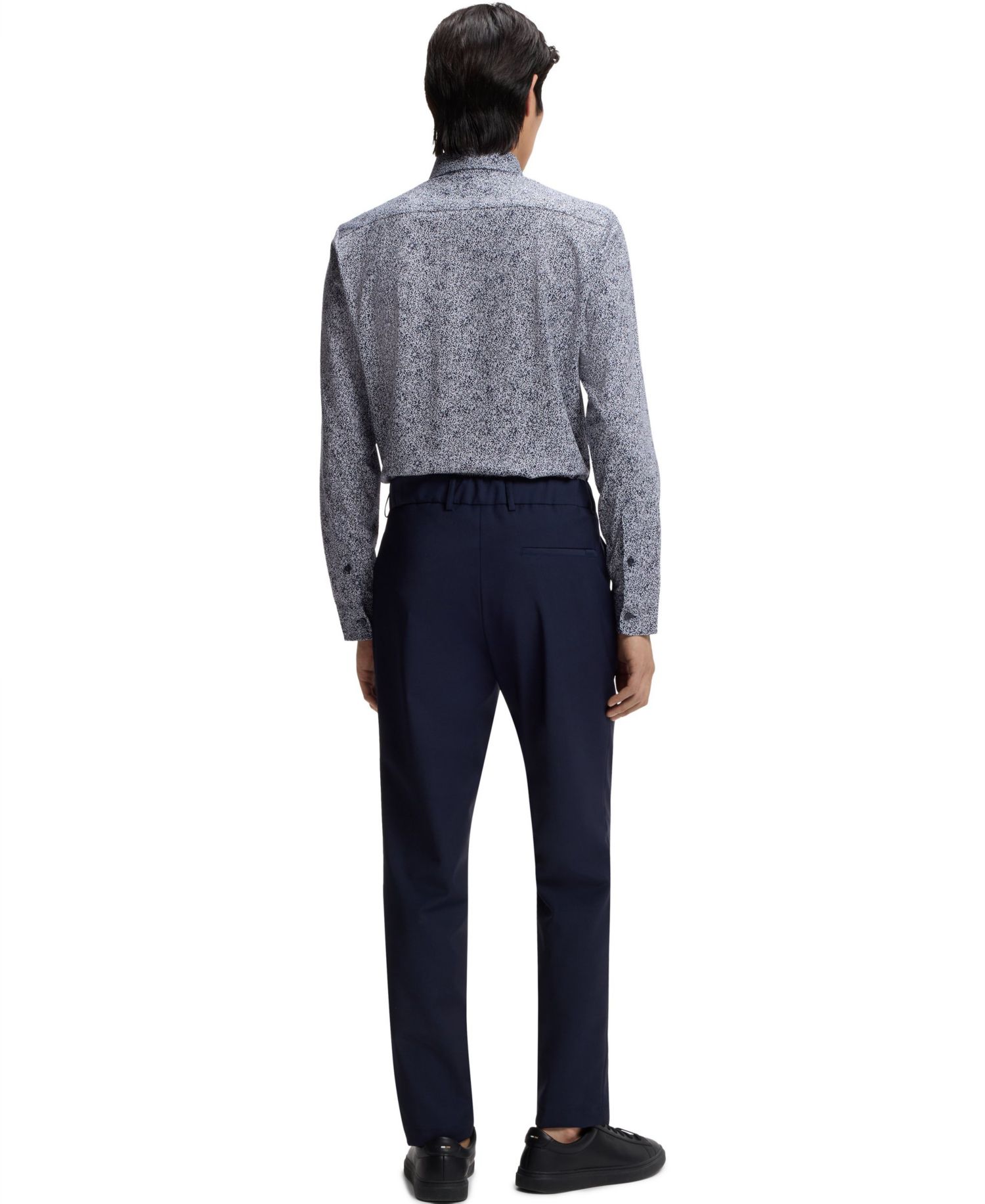 Men's Printed Cotton Blend Slim-Fit Dress Shirt