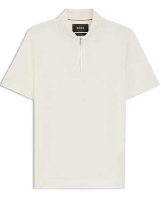 Men's Cotton Silk Zip-Neck Polo Shirt