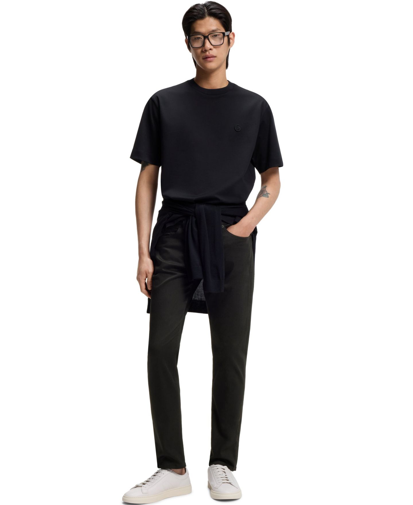 Мужские брюки Hugo Boss Fade-Resistant Twill Slim-Fit, цвет: Чёрный — фото 3