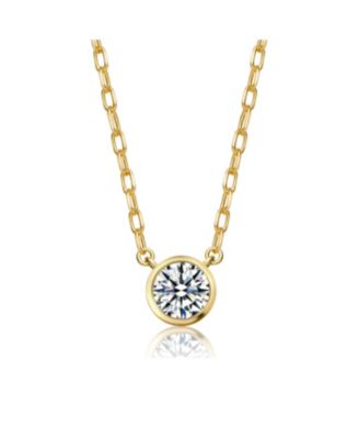 Women's Round Clear Cubic Zirconia Bezel-Set Pendant Necklace