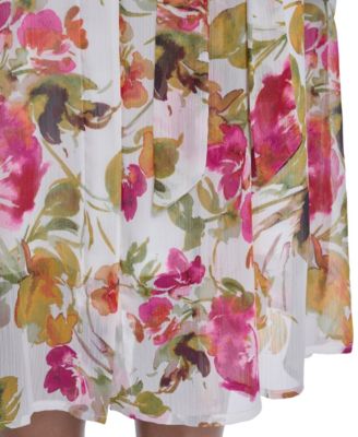 Women's Tie-Sleeve Printed Midi Dress