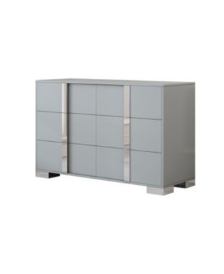 Streamdale Elegant Mirrored Dresser with Metal Handle and 6 Drawers, Grey