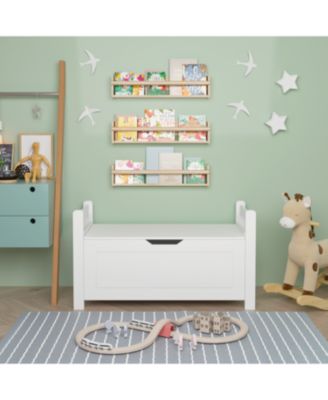 Kids Toy Organizer Chest White Wood Storage Trunk