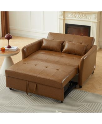 51.57" Convertible Sleeper Bed, Adjustable Oversized Armchair with Three USB Ports for Small Space