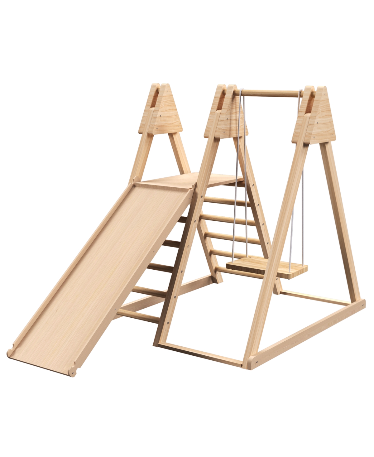 Streamdale Furniture 4-in-1 Juniper Foldable Indoor Play Gym for Kids Swing, Slide, Ladder, Climbing Wall