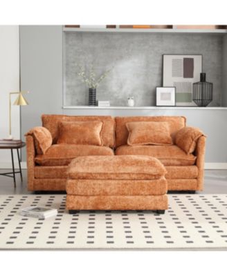  Chenille fabric, removable armrests with side pockets, high density sponge filling, oversized double sofa with footstool