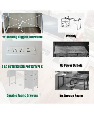  47" Office Desk with Power Outlet, Storage, and Reversible Design