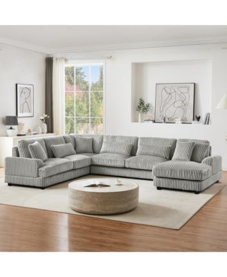 Streamdale 129" U-Shaped Sectional Sofa in Corduroy with Chaise