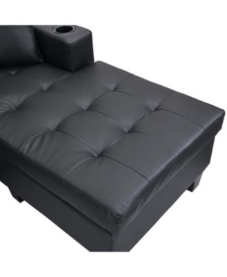+ L-Shape Sectional Sofa + Faux Leather (or specify actual material if known) + Chaise Lounge with Cup Holder + Sofa