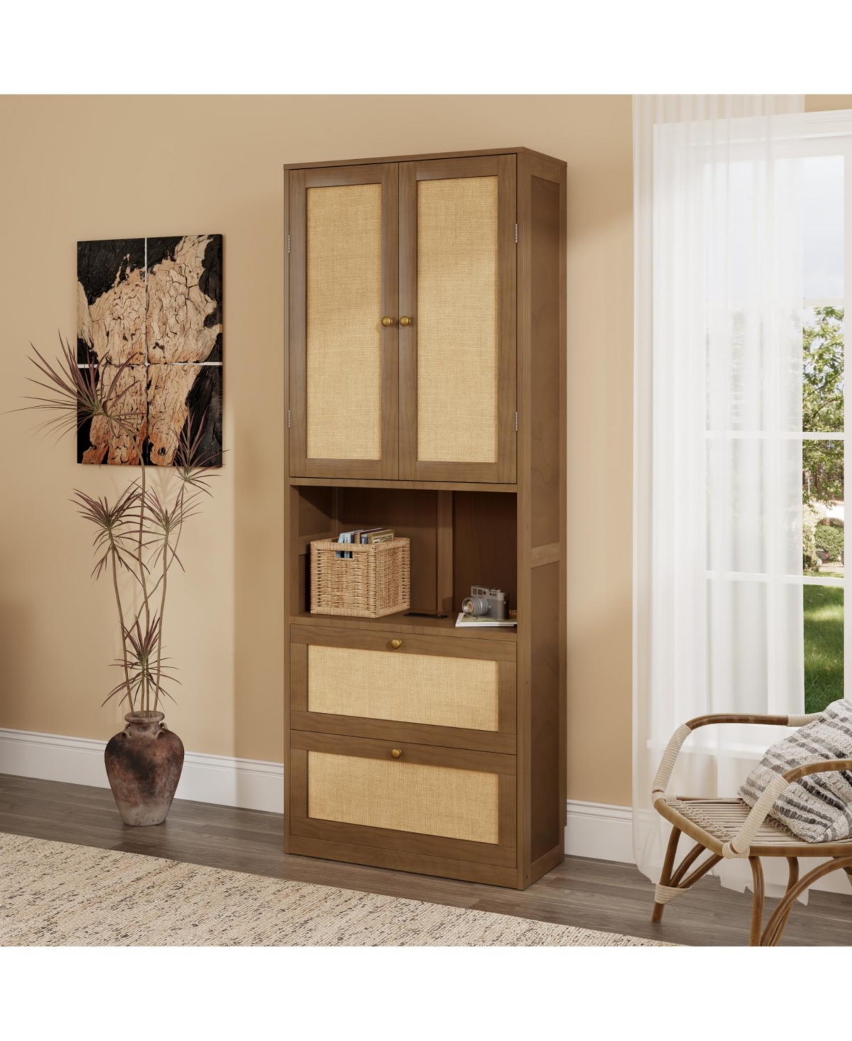 Streamdale Furniture Bookshelf with Usb 3 Drawers & 2 Doors