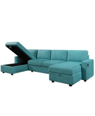 103.9" U-Shaped Sectional Sofa w/ Storage Chaise & USB