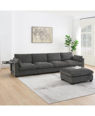 130" Modular Sectional Sofa with Folding Table & Charging