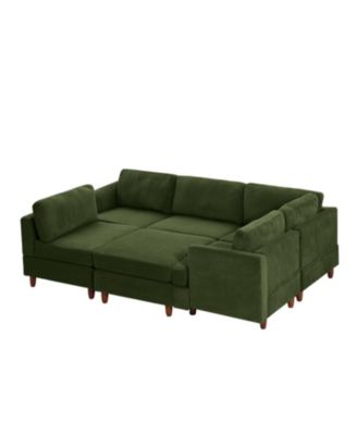 Corduroy 6-Seater Modular Sectional Sofa (Green)