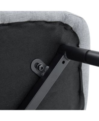 79" Table & 10 Gray Linen Chairs Black Metal Legs