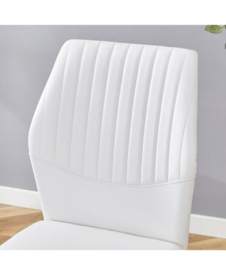 4-Piece Round Glass Dining Set with White-Gold Chairs