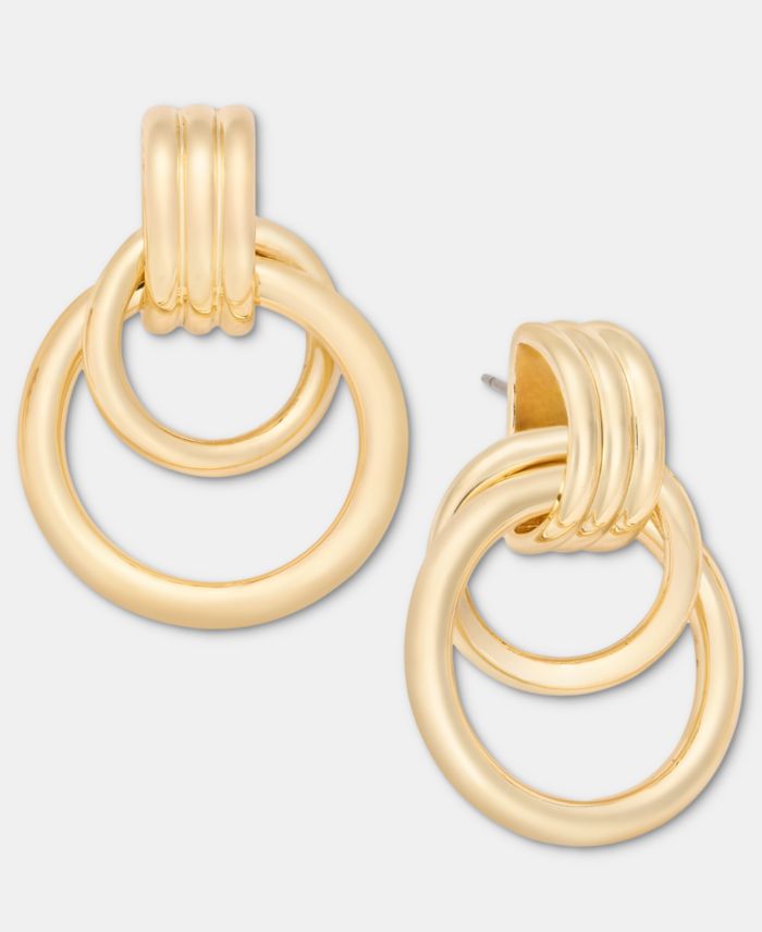 On 34th Gold-Tone Doorknocker Drop Earrings