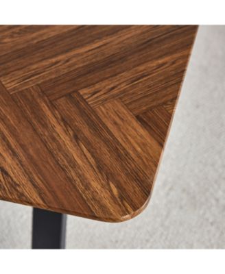 Walnut Leg Suede Chair & Herringbone Table Dining Set