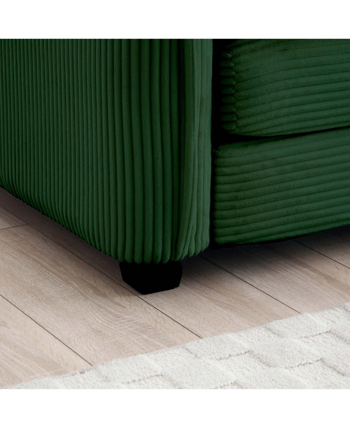 Streamdale Furniture Green Corduroy Two-Seater Sofa with Ottoman