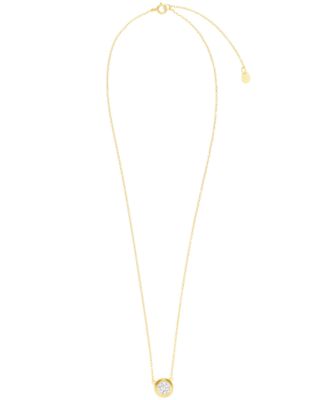 Cubic Zirconia Bezel Set Station Pendant Necklace