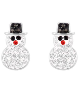 Crystal Stone Snowman Stud Earrings