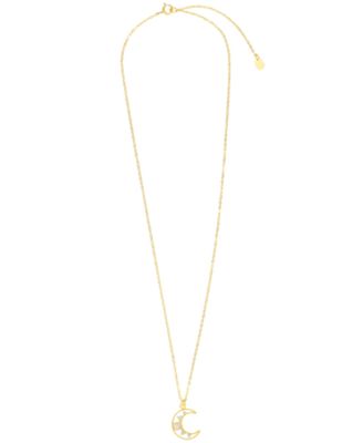 Cubic Zirconia & Simulated Opal Moon Pendant Necklace