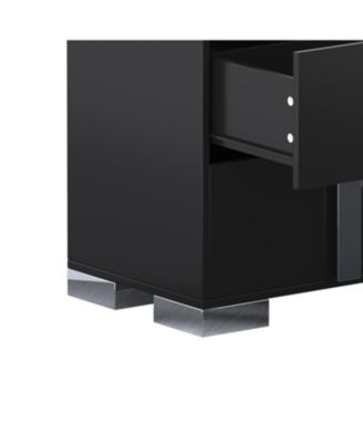 Modern Black Dresser with Mirrored Storage & 6 Drawers