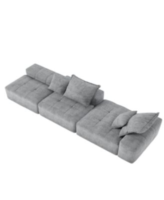 Streamdale Modern Oversized Chenille Sectional Sofa with Ottoman & Pillows