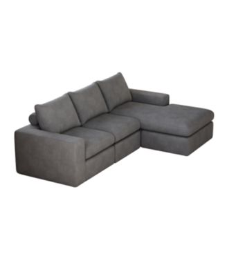 99" Corduroy Sectional Sofa with Chaise & 3 Pillows