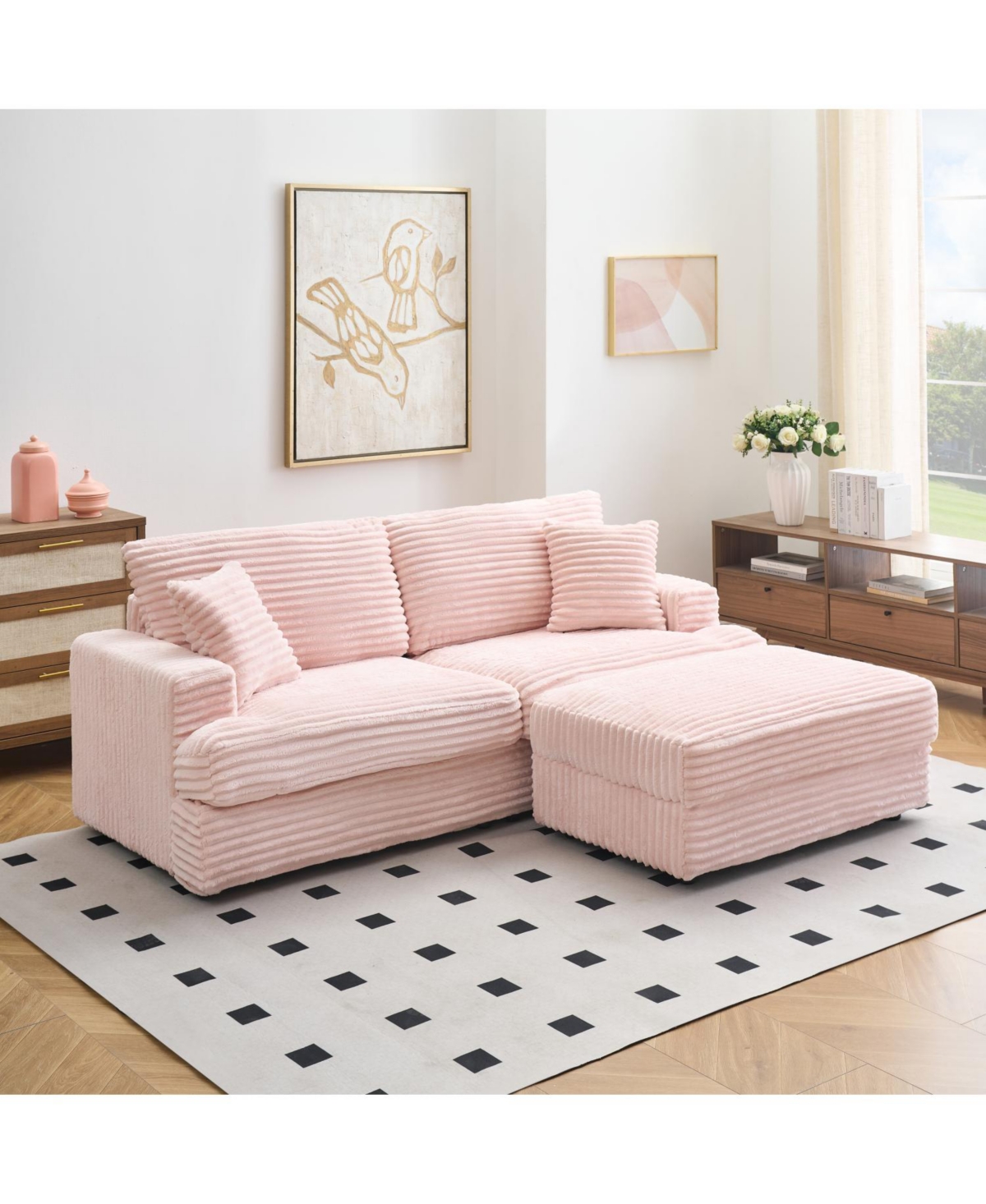 Streamdale Furniture Corduroy Sofa w/ Storage, Pillows - Living Room/Office