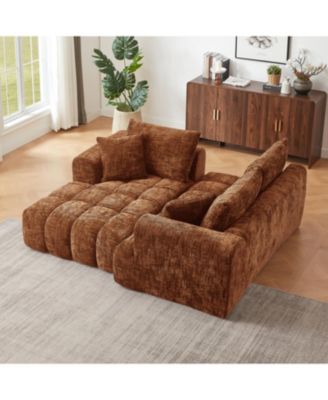 Chenille L-Shape Sectional Sofa Sleeper Couch