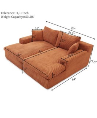 Streamdale 87" Oversized Sectional Sofa Bed with Double Chaise - Orange